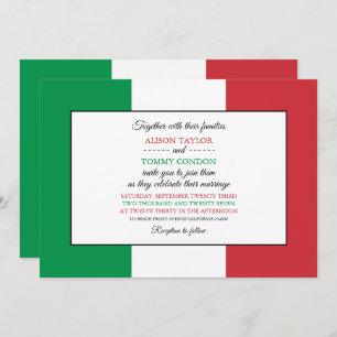 Italian Flag, Flag of Italy Wedding Invitation