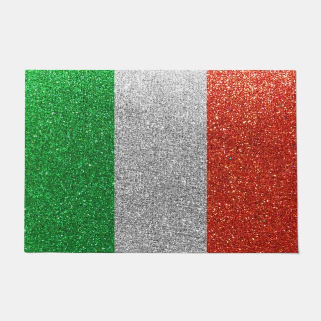 Italian Flag Glitter Italy Travel Welcome Home Doormat (Front)