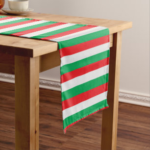 Italian flag - green, red and white stripes short table runner