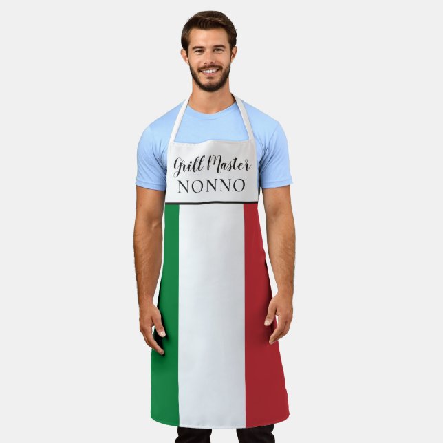 Italian Flag Grill Master Nonno Funny Gift Apron (Worn)