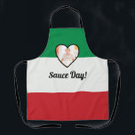 Italian Flag Heart Nonna Custom Photo Sauce Day Apron<br><div class="desc">Celebrate a tradition in Italian culture with this sauce making apron. Perfect for keeping memories of the Italian kitchen,  it will make a great keepsake for years to come. // Add your own photo.</div>
