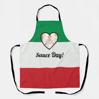 Italian Flag Heart Nonna Custom Photo Sauce Day Apron