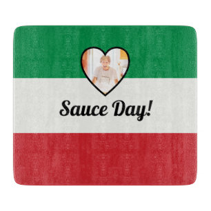 Italian Flag Heart Nonna Custom Photo Sauce Day  Cutting Board