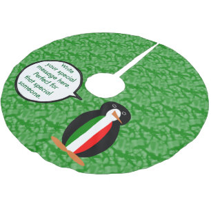 Italian Flag Holiday Ms. Penguin Talking Brushed Polyester Tree Skirt