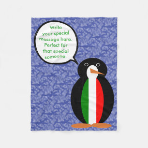 Italian Flag Holiday Ms. Penguin Talking Fleece Blanket