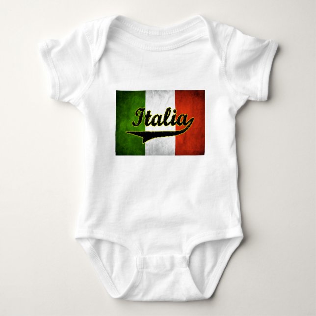 Italian Flag Italia Black Glass (Baby Creeper) Baby Bodysuit (Front)