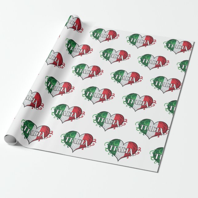 Italian Flag Italia Design Wrapping Paper (Unrolled)