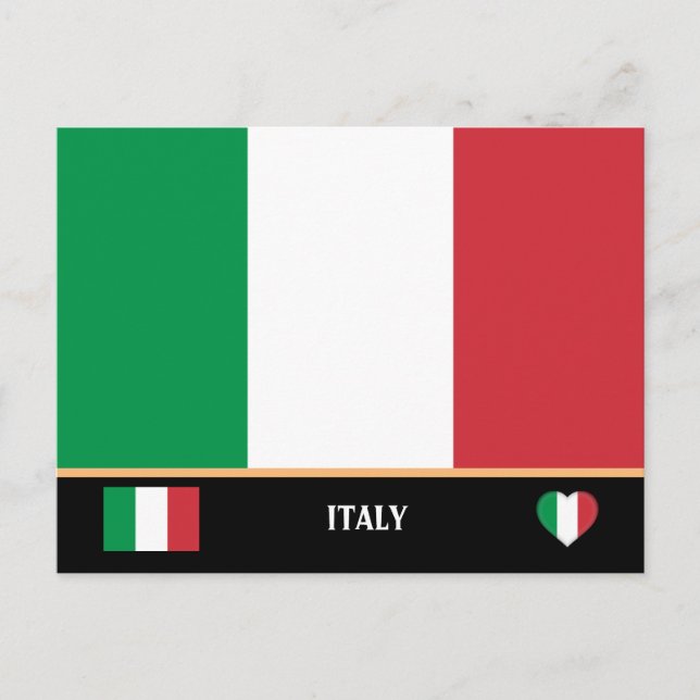 Italian Flag & Italian country travel / Italy Postcard (Front)