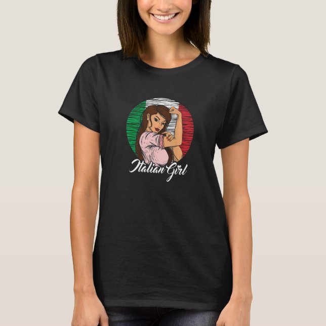 Italian Flag Italy Italian Girl T-Shirt (Front)