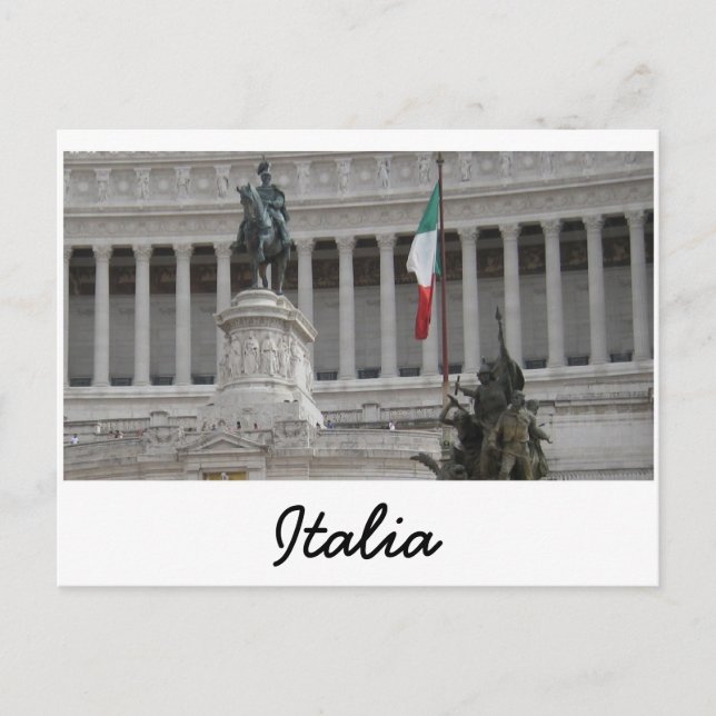 Italian Flag Next To Ancient Roman Ruins Postcard (Front)
