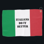 Italian flag of Italy custom golf towel gift<br><div class="desc">Italian flag of Italy custom golf towel gift. Personalized golfing presents for him or her. Unique Tricolore golf gifts for men and women. Create fun Christmas and Birthday presents for golfer, husband, dad, father, friend, co worker, boss, colleague, coach, instructor, trainer, teacher, grandpa, retired person, golf lover, player, tournament etc....</div>