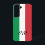 Italian flag of Italy custom monogram Samsung Galaxy Case<br><div class="desc">Italian flag of Italy custom monogram Samsung Galaxy S22 Case. Personalised phone cover with tricolore stripes.</div>