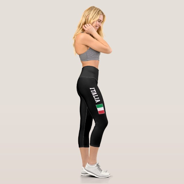 Italian flag of Italy high waist Capri leggings (Right)