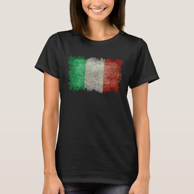Italian Flag of Italy with Distressed Grungy look T-Shirt (Front)