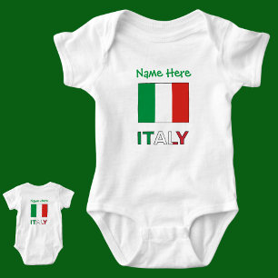 Italian Flag Republic Day Pride Personalised Gift Baby Bodysuit