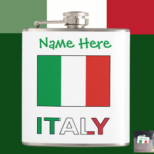 Italian Flag Republic Day Pride Personalised Gift Hip Flask