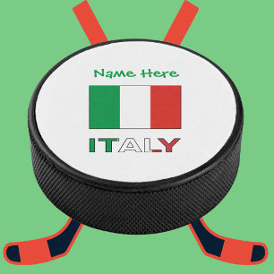 Italian Flag Republic Day Pride Personalised Gift Hockey Puck