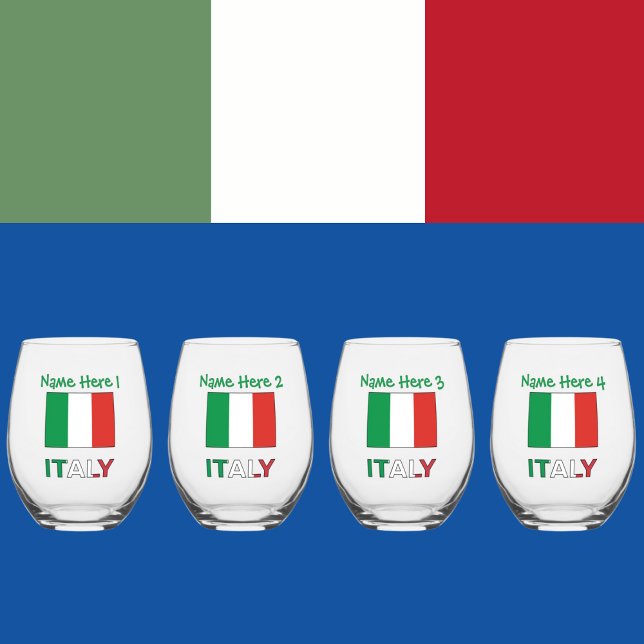 Italian Flag Republic Day Pride Personalised Gift Stemless Wine Glass (Creator Uploaded)