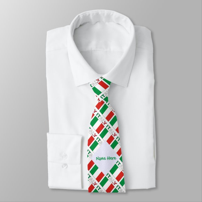 Italian Flag Republic Day Pride Personalised Gift Tie (Tied)
