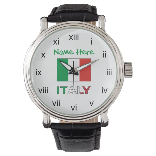 Italian Flag Republic Day Pride Personalised Gift Watch (Front)