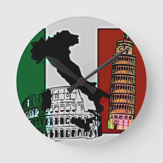 Italian Flag Round Clock (Front)