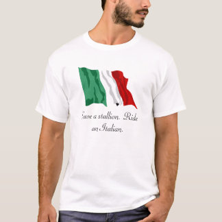 Italian-Flag, Save a stallion.  Ride an Italian. T-Shirt