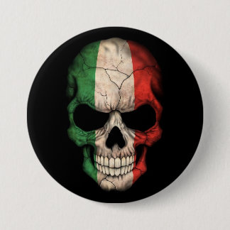 Italian Flag Skull on Black 7.5 Cm Round Badge