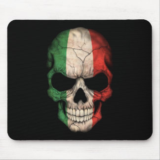 Italian Flag Skull on Black Mouse Pad