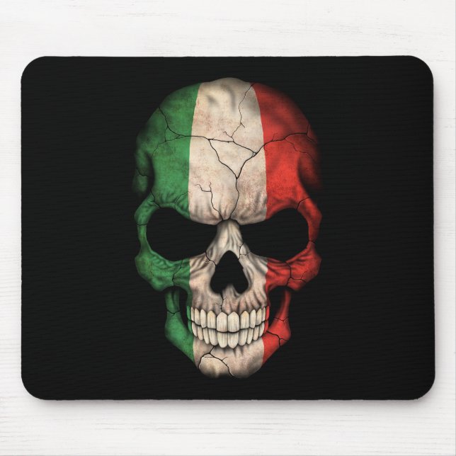 Italian Flag Skull on Black Mouse Pad (Front)