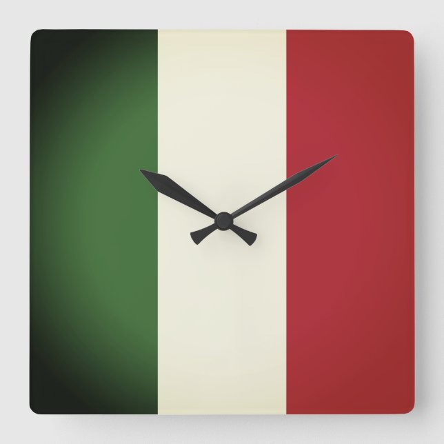 Italian Flag Square Wall Clock (Front)