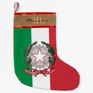 Italian Flag stocking, Italy, monogram, snowflake Small Christmas Stocking
