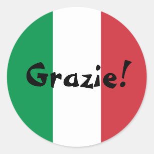 Italian Flag Thank You Grazie! Classic Round Sticker