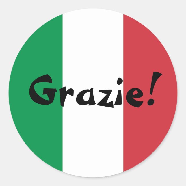 Italian Flag Thank You Grazie! Classic Round Sticker (Front)