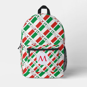 Italian Flag Tiled Monogrammed  Printed Backpack