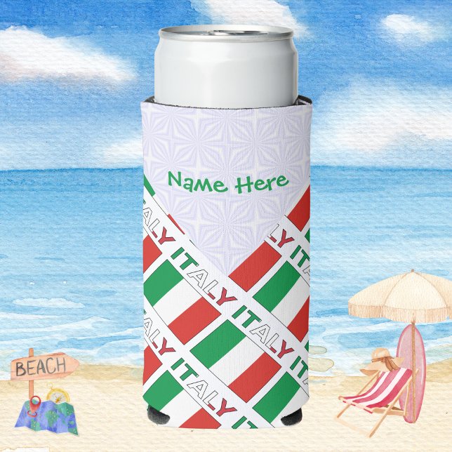 Italian Flag Tiled Personalised Heritage Design Can Cooler (Creator Uploaded)