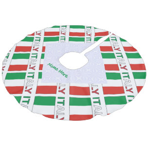 Italian Flag Tiled Personalised Heritage Design Faux Linen Tree Skirt