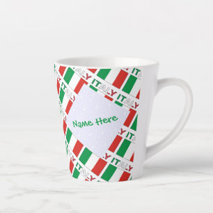 Italian Flag Tiled Personalised Heritage Design Latte Mug