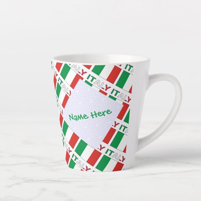 Italian Flag Tiled Personalised Heritage Design Latte Mug (Right)