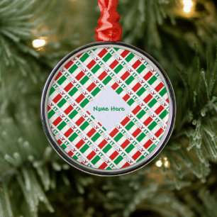 Italian Flag Tiled Personalised Heritage Design Metal Ornament