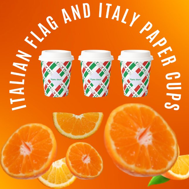 Italian Flag Tiled Personalised Heritage Design Paper Cups (Creator Uploaded)
