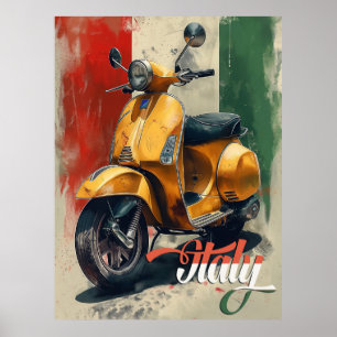 Italian Flag Vespa Scooter  Poster