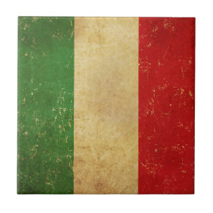 Italian Flag Vintage Grunge Design Ceramic Tile