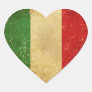 Italian Flag Vintage Grunge Design Heart Sticker