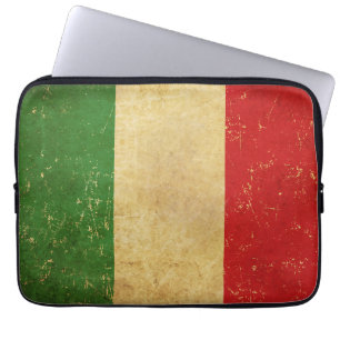 Italian Flag Vintage Grunge Design Laptop Sleeve