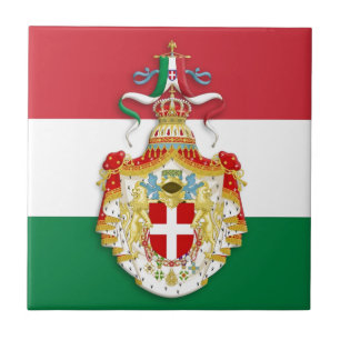 Italian Flag with insignia of the Kingdom of Italy Ceramic Tile