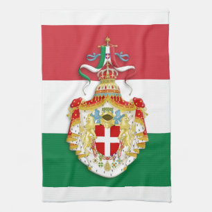 Italian Flag with insignia of the Kingdom of Italy Tea Towel