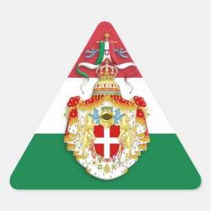 Italian Flag with insignia of the Kingdom of Italy Triangle Sticker