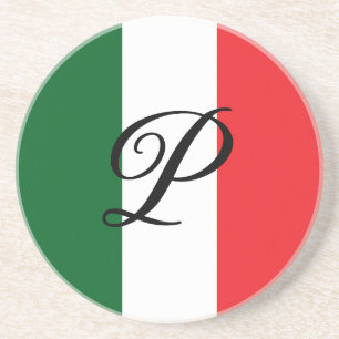 Italian Flag with Monogram Coaster
