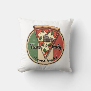Italian Flag with Vintage Rome & Naples Pizza Cushion
