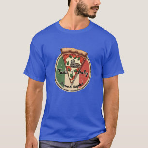 Italian Flag with Vintage Rome & Naples Pizza T-Shirt
